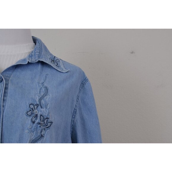 Worrnn Vintage 90s Blue Denim Shirt Shacket | size L - Picture 5 of 10